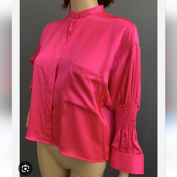 Haider Ackermann Black Silk Pleated Sleeve Blouse Size 36 - Picture 10 of 10